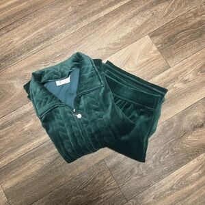 Denim&CO Green Quilted Velour Tracksuit